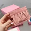 Luxury Designer Card pack Full Sheepskin Women's Card Bag Pleated Leather Exquisite and Small Girl Heart Zero Purse First Choice for Foreign Factory Direct Sale