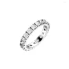 Anillos de racimo CKK Sparkling Row Eternity para mujeres 925 joyería de plata esterlina fiesta boda Anillos Mujer Anel