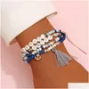 P￤rlstav bohemiska modesmycken str￤ngar str￤ngarmband blandade p￤rlor Ancor Tassel Pendant Charms Armband Drop Delivery Dhfho