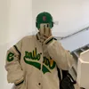 Kvinnors jackor harajuku stil broderade män kvinnor vår trend amerikansk baseball uniform lös retro streetwear jacka par topp