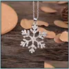 H￤nge halsband sn￶flinga kristallhalsband 3D -film The Snow Queen Statement Necklac Yydhome Drop Delivery Smycken h￤ngen Dhovi