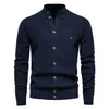 Camisolas masculinas Aiopeson malha mens cardigan algodão de alta qualidade botão mock pescoço camisola para homens inverno moda designer cardigans homens