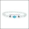 Kralen Strengen 8Mm Blauw Wit Opaal Kralen Kettingen Armband Voor Vrouwen Mannen Paar Healing Crystal Natuursteen Kralen Bangle mode J Ots4M