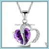 Pendant Necklaces Luxury Crystal Cz Heart Necklace Women Cubic Zirconia Diamond Love Sier Plated Chain For Ladies Fashion Jewelry Gi Otvdy