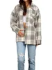 Women's Blouses Women S Plaid Lapel Collar Front Open Medium Coat Long Sleeve Classic Button Down Contrast Color Jacket