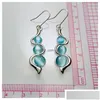 Dangle Chandelier Bohemian Fashion Jewelry Curve Wave Earrings Blue Cats Eye Earring Drop Delivery Dhp80