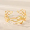 Bangle Punk Gold Color Hollow Wide Cuff Bracelets Bangles For Women Creative Metal Geometric Open Arm Armlet Fashion Jewelry