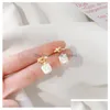 Stud Fashion Jewelry S925 Sier Post Square Pearl Earrings Knot Cute Drop Delivery Dh7L2