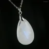 Pendant Necklaces Genuine Natural Blue Light Moonstone Crystal Water Drop Bead Women Gift 31x20x9mm