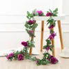 Flores decorativas 16 Fake Silk Rose Vine Artificial Hanging Garland para Casamento Decoração de Artesanato de Garda de Parque de Parque de Casamento ao ar livre