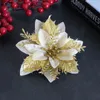 Декоративные цветы 5 шт. Рождественское украшение цветочное золото серебристое красное трехслойное трехслойное трехмерное дерево