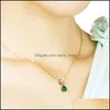 Pendant Necklaces Fashion And Exquisite Dropshaped Emerald Diamond Necklace Elegant Temperament Threensional Butterfly Dance Color G Dhmzz