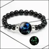 Brins de perles lumineux 12 bracelets de signe du zodiaque pour femmes hommes brillent dans le noir Constellation charme perles chaînes mode anniversaire J Ottsc