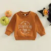 T-shirts FOCUSNORM 0-6Y Halloween Kids Girls Boys Sweatshirt T Shirts Pumpkin Letter Printing Long Sleeve Pullover Outwear 230203