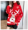 Suéteres de mujer suéter de cuello alto de dibujos animados de Navidad mujer primavera otoño 2023 suelto rojo grueso invierno cálido Pulover de mujer
