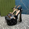 Yeni Süper Yüksek Platform Sandalet Bayan Ayakkabıları için Ayakkabı Pompaları Akşam ayakkabıları kadın topuklu 155mm Lüks Tasarımcılar tasarımcı sandaletler bilek kayışı Elbise ayakkabı fabrikası ayakkabısı
