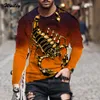 T-shirt da uomo T-shirt Scorpione verde da uomo Stampa 3D Manica lunga Veleno Grafica Top T-shirt Modello da strada Top Uomo/Donna T-shirt Hip Hop La T-shirt 230204