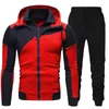 Men's Tracksuits Men Ratos de faixa definida Spring Autumn Manga Longa Zipper zíper de jogging calça de retalhos Fitness Ferd Sport Casual Sportswear 230204