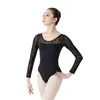 Stage Draag vrouwelijk zwart kanten lange mouwen ballet turnard gymnastiek body suit yoga draagt ​​voor dames kostuums dancewear w22529