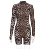 Women's Jumpsuits & Rompers Spring Turtleneck Pullover Long Sleeve Leopard Print JumpsuitWomen's