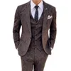 Costumes pour hommes Blazers Marron Plaid Mariage Hommes Ensembles Notch Lapel Grid Blazer Pantalon Custom Made Groom Tuxedo Party Wear Homme Veste Pantalon Ve