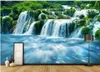 Tapeten Benutzerdefinierte Wandbild Po Tapete Moderne Wald Wasserfall Fließendes Wasser Natürliche Landschaft Wohnkultur 3d Für Wände In Rollen