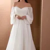 Casual Dresses Wedding Dress Lace Maxi Lantern Sleeve High midje Kvinnor Flödande hem från axelkvällen klänning damer vestidos