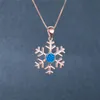 Pendant Necklaces Boho Female White Blue Necklace Rose Gold Silver Color Wedding Cute Crystal Snowflake Opal For WomenPendant