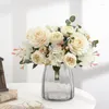 Flores decorativas vintage artificial peony flor bouquet festa de casamento na noiva home ornament decoração suprimentos