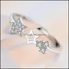 With Side Stones Star Jewelry Ladies Zirconia Pentagram Party Gift Temperament Small Ring Fashion Simple Vipjewel Drop Delivery Dheia