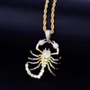 Pendant Necklaces Hip Hop CZ Stone Paved Bling Iced Out Animal Scorpion Pendants Necklace For Men Rapper Jewelry Gold Color