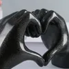 Decorative Objects Figurines Nordic Heart Gesture Sculpture Resin Abstract Hand Love Statue Figurines Wedding Home Living Room Desktop Orn 230204