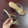 Dress Shoes Women sandals snake print strappy mule heels sandals slippers women high heels flip flops square toe slides party shoes woman G230130