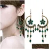 Stud Bohemian Fashion Jewelry Vintage Earrings Womens Rhinstone Flower Dangle Tassels Drop Delivery Dhdnp