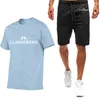 Ternos masculinos J Lindeberg Mensagem impressa de manga curta Camiseta de verão de hiphop Harajuku Camisetas de algodão de alta qualidade Terno Sportswear