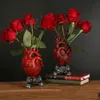 花瓶樹脂花瓶の家の装飾北欧の装飾室ハートの彫刻彫像植物ポットデスクトップクラフト装飾品230204