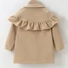 Vestes pour enfants filles, manteaux kaki, coutures à volants, mode printemps-automne 2023, princesse longue pour enfants de 2 à 7 ans