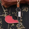 Chains Fashion Broken Red Heart And Wine Bottle Splice 2pcs/set Pendant Necklace Friends Forever Girlfriends Valentine's Day Gift