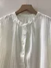 Женские блузки Женская яркая полосатая полосатая наполовину открытая рубашка кнопки в начале 2023 г. весенние дамы с длинным рукавом с длинным рукавом.