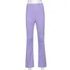 Women's Pants 2023 Female Vintage 90s Sweatpants Purple Ribbed Gothic Y2K Joggers Women Knitted Flare Slim High Waist Aesthetic Trousers