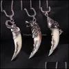 Pendant Necklaces Fashion Wolf Tooth Necklace For Men Long Chain Vintage Jewelry Gift Drop Delivery Pendants Otkpy