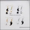 Charm Women Asymmetric Gossip Tai Chi Yin Yang White Black Friendship Par Pendants dingle ￶rh￤ngen smycken droppleverans otvh0