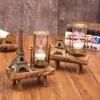 Decorative Objects Figurines Wooden Retro Eiffel Tower on Desktop Simple Modern Home Study Pendulum Sand Timer Creative Gifts 230204