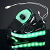 Sneakers Children Two Wheels Luminous Glowing Sneakers Black Pink Red Led Light Roller Skate Shoes Kids Led Shoes Boys Girls USB Charging 230203