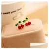Stud Fashion Jewelry Cute Cherry Earrings Sweet Drop Delivery Dhcts