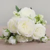 Flores decorativas 1 pacote de rosa peony bouquet fleur artificielle wedding centerpieces decoração de seda artificial para mesa de jantar em casa