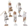 Objets décoratifs Figurines 1 ensemble = 5 pièces décor de poupée en bois de noël fait à la main casse-noisette de noël poupée pendentif créatif poudre scintillante poupée ornement 230203