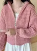 Tricots pour femmes HSA Y2K Vêtements Femmes Automne Hiver Pull à capuche et cardigans Fermeture à glissière Rose Cardigan Casual Loose Chic Top