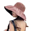 Chapeaux à large bord Anti-ultraviolet tricoté vide Top Cap Lady Summer Big Sunscreen Fisherman Hat Outdoor Beach Butterfly Bow Deco