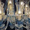 シャンデリアレッドまたはブルーラグジュアリーガラスカップクリスタルシャンデリアLED天井ライトのエルホームランプ